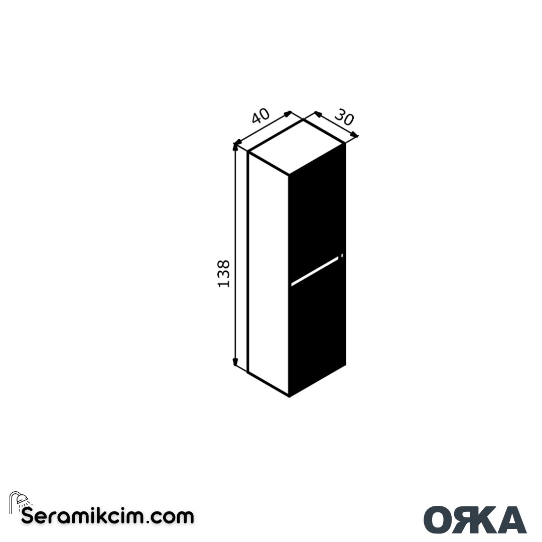 Orka Pacific 40cm Boy Dolabı (Sağ-Sol) Mocha Meşe / Mat Vizon - ORK.BYD1050