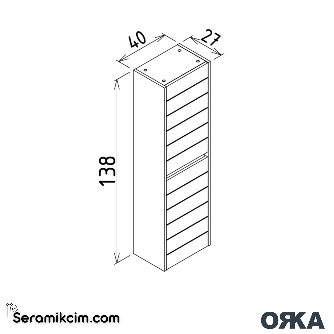 Orka Ricato 40cm Boy Dolabı (Sağ-Sol) Morgana Kiraz / Antrasit - ORK.BYD1194