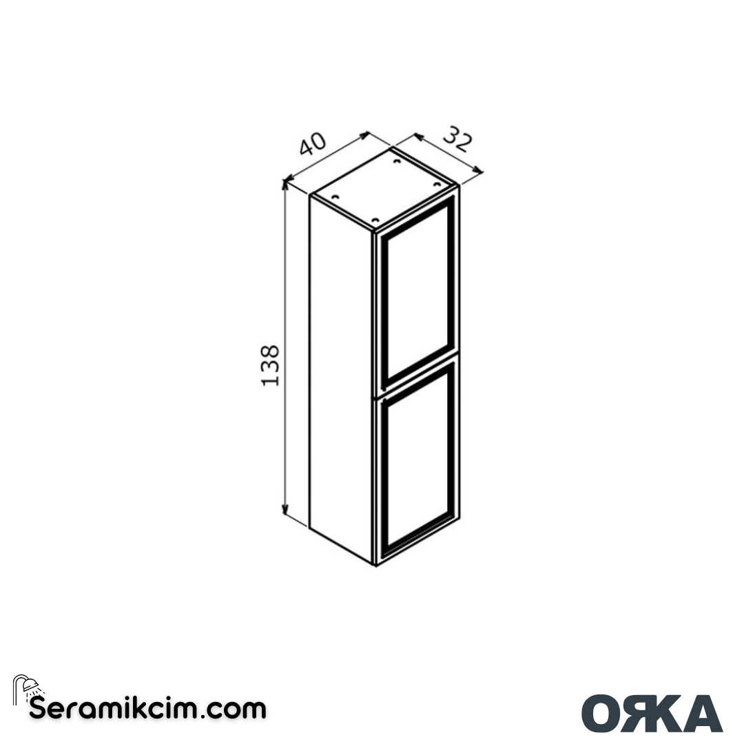 Orka Rio 40cm Boy Dolabı (Sağ-Sol) Beyaz - ORK.BYD1196