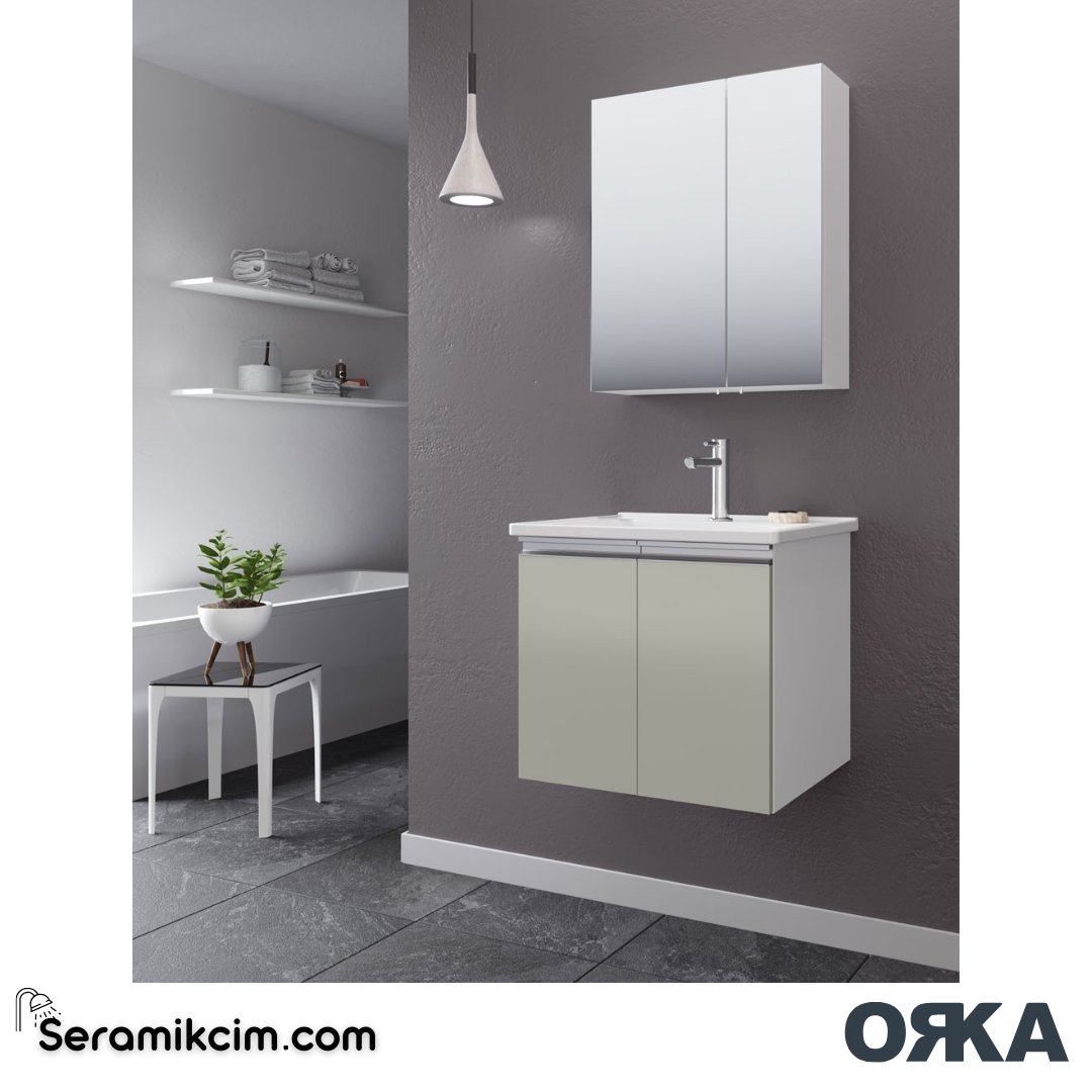 Orka Terme 80cm Banyo Dolabı Set Kapaklı Parlak Siyah - ORK240.80.04.TKM