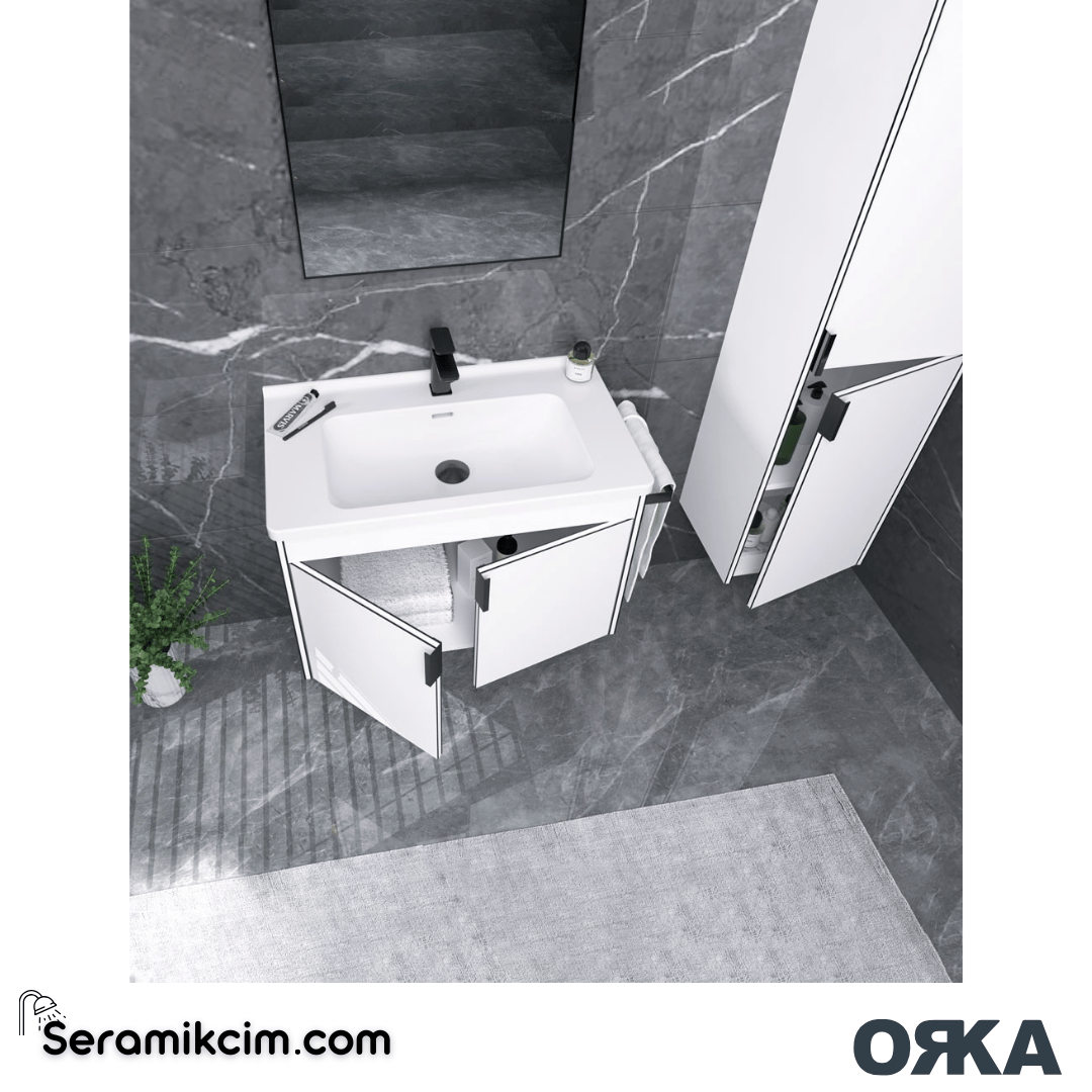 Orka Trio 100cm Asma Banyo Dolabı Set Kapaklı Senza - ORK242.100.02.TKM