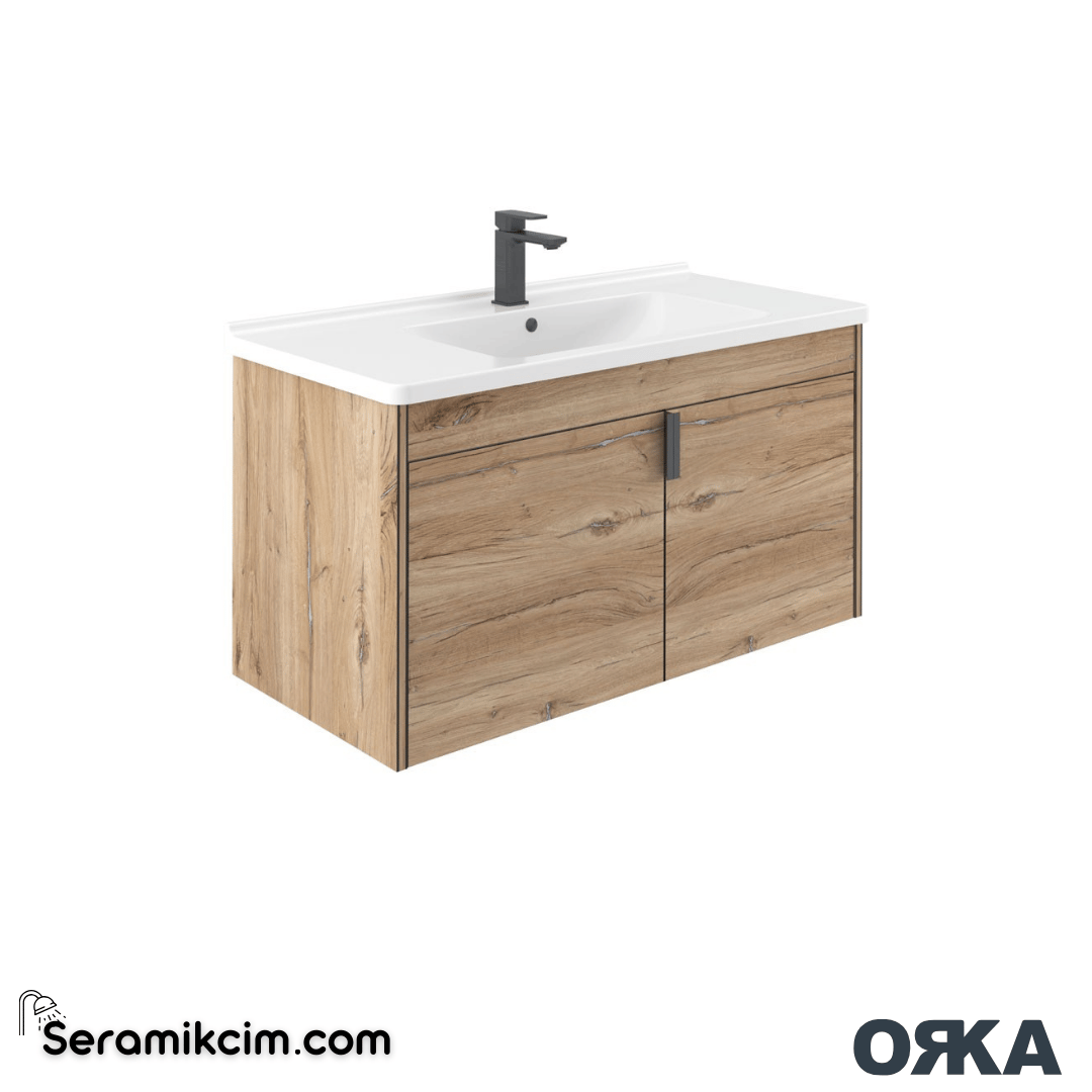 Orka Trio 100cm Asma Banyo Dolabı Set Kapaklı Senza - ORK242.100.02.TKM
