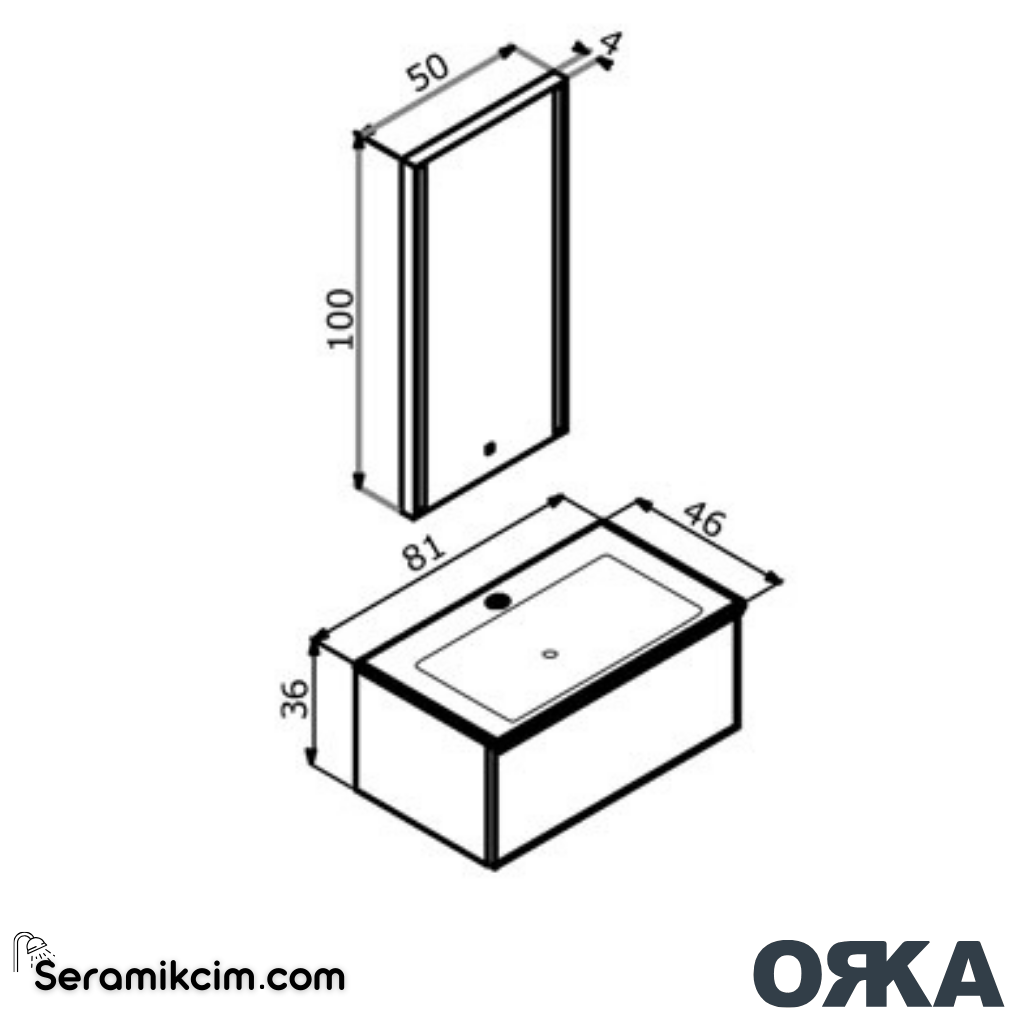 Orka Urban 80cm Banyo Dolabı Set Mat Vizon - ORK25.80.05.TKM