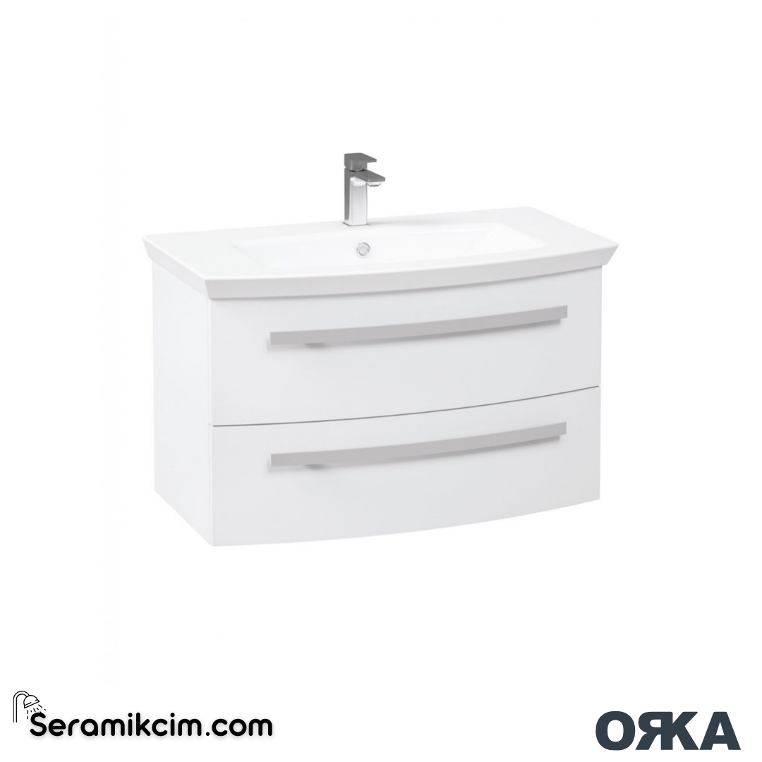 Orka Urla 90cm Banyo Dolabı Set Parlak Beyaz - ORK251.90.02.TKM