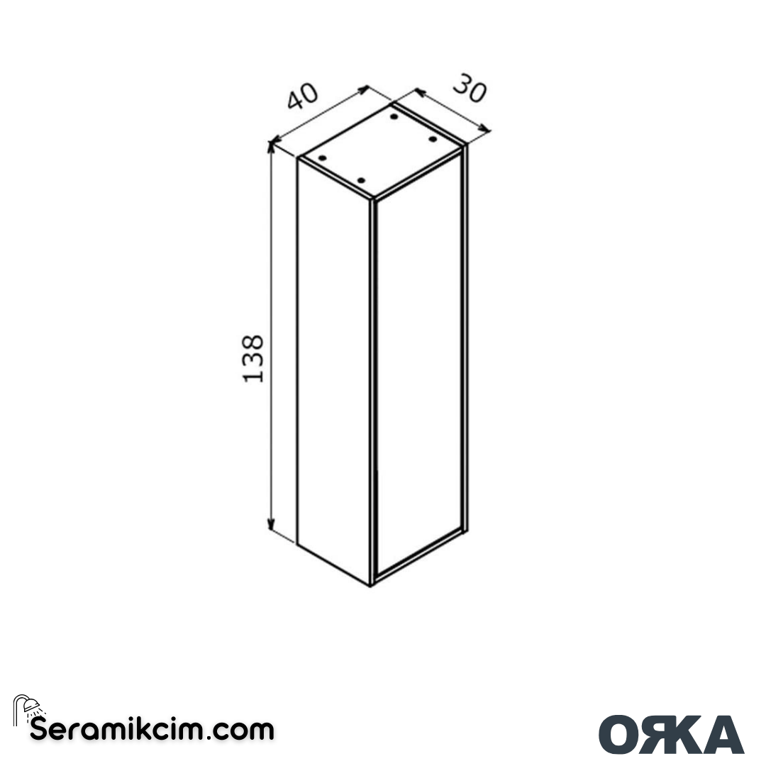 Orka Verona 35cm Boy Dolabı (Sağ-Sol) Irony Beyaz - ORK.BYD1204