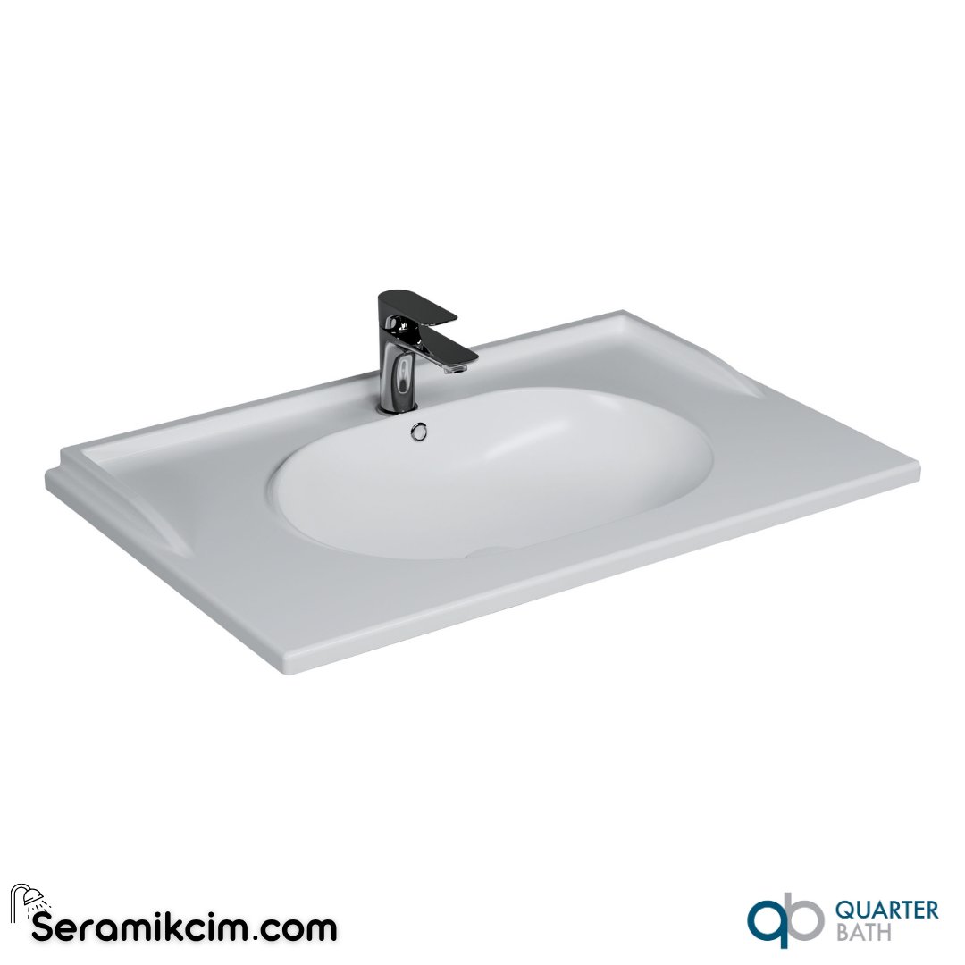 Quarter Bath 80cm North Hill Dolap Uyumlu Etajerli Lavabo Beyaz - 70NH21080