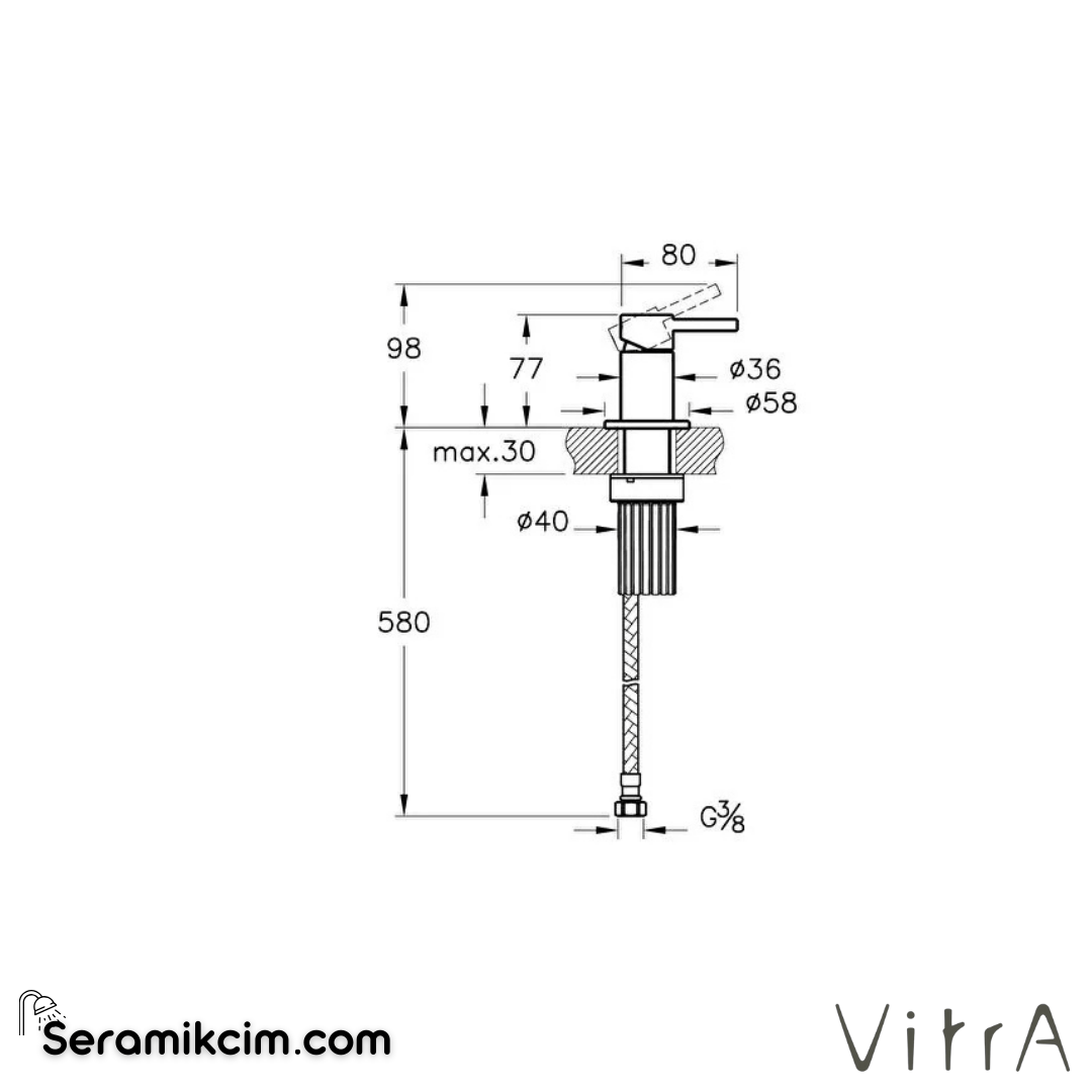 VitrA Ankastre Lavabo Bataryası (tezgahtan kontrol, sıva üstü grubu) A4268229 - A4268229