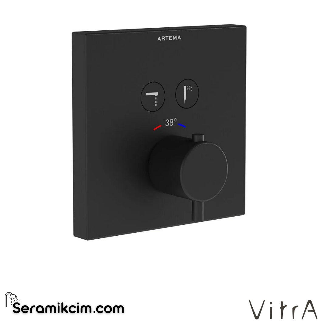 Vitra Aquacontrol Ankastre Termostatik Banyo Bataryası (Sıva Üstü Grubu), Mat Siyah - A4274636
