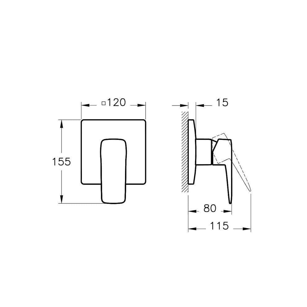 Vitra Aquaheat Square 3 Yollu Yönlendirici (V-Box Sıva Üstü Grubu), F.Nikel - A4267034