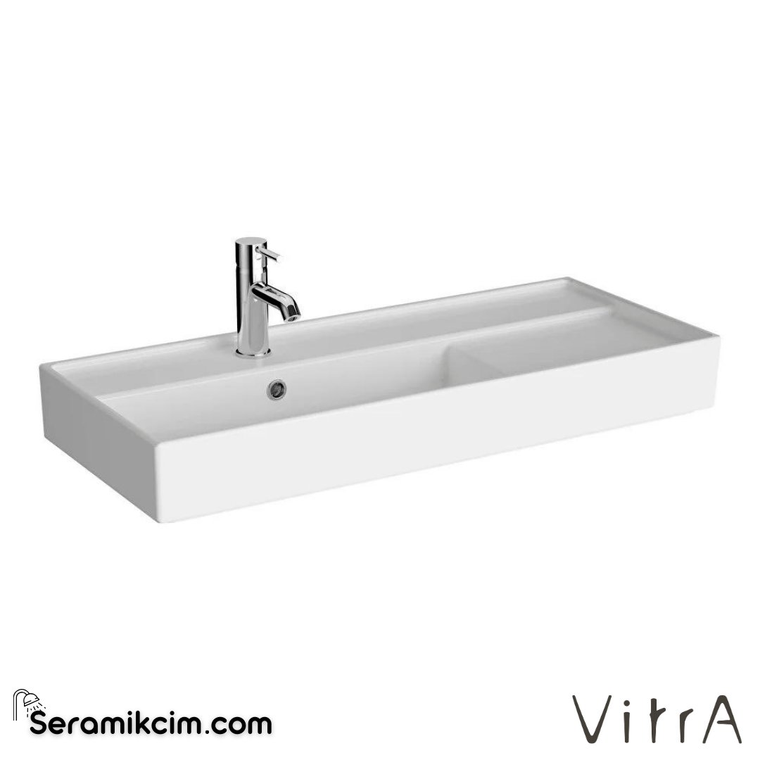 VitrA Archiplan Lavabo Kompakt, 90x38 cm Tek Armatür Delikli, Su Taşma Delikli, Beyaz - 7402B003-0001