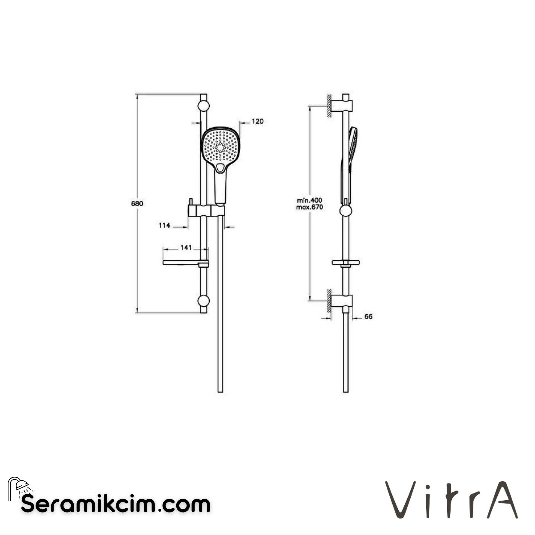VitrA  Bliss Square 3F sürgülü el duşu takımları A4577534 - A4577534