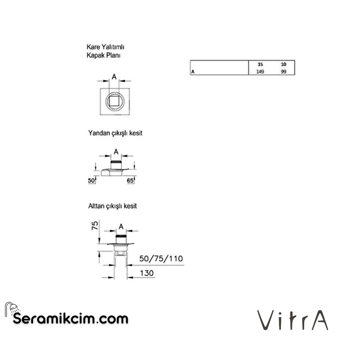 Vitra Dk800 10x10cm Kare Yalıtımlı Style Mat Yandan50 - 59980103000