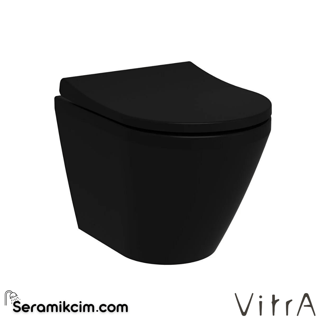 VitrA Integra Asma Klozet Rim-ex, Gizli Montajlı, 55 cm Taharet Borulu, Taharet Borusu Girişi Sıva Altı Uygulamalı, Mat Siyah - 7040B083-0090