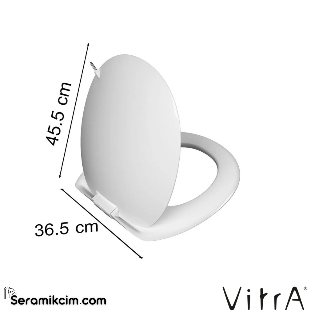 VitrA İstanbul Klozet Kapağı Duroplast, Üstten Sıkmalı Yavaş Kapanır, Metal Menteşeli, Beyaz 166-003-109 - 166-003-109