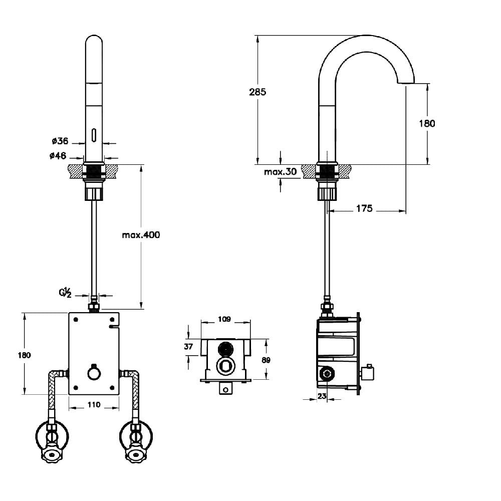 VitrA Liquid Temassız Lavabo Bataryası (pilli, çift su girişli) A4278739 - A4278739