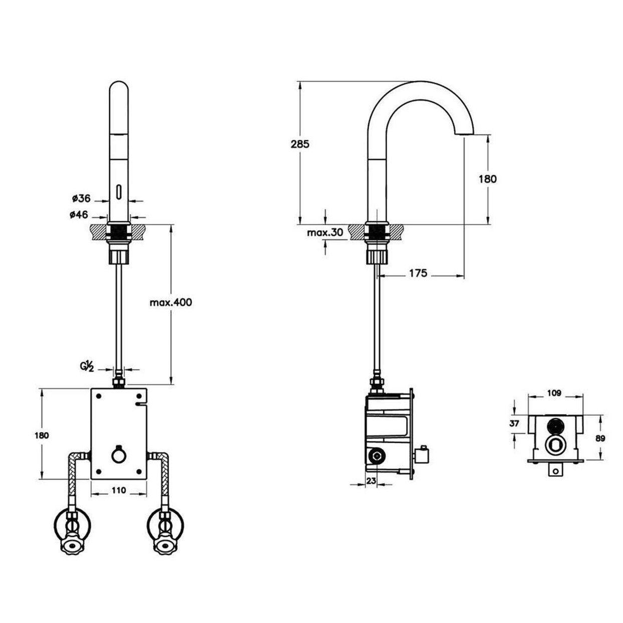 VitrA Liquid Temassız Lavabo Bataryası (elektrikli, çift su girişli) A4278839 - A4278839