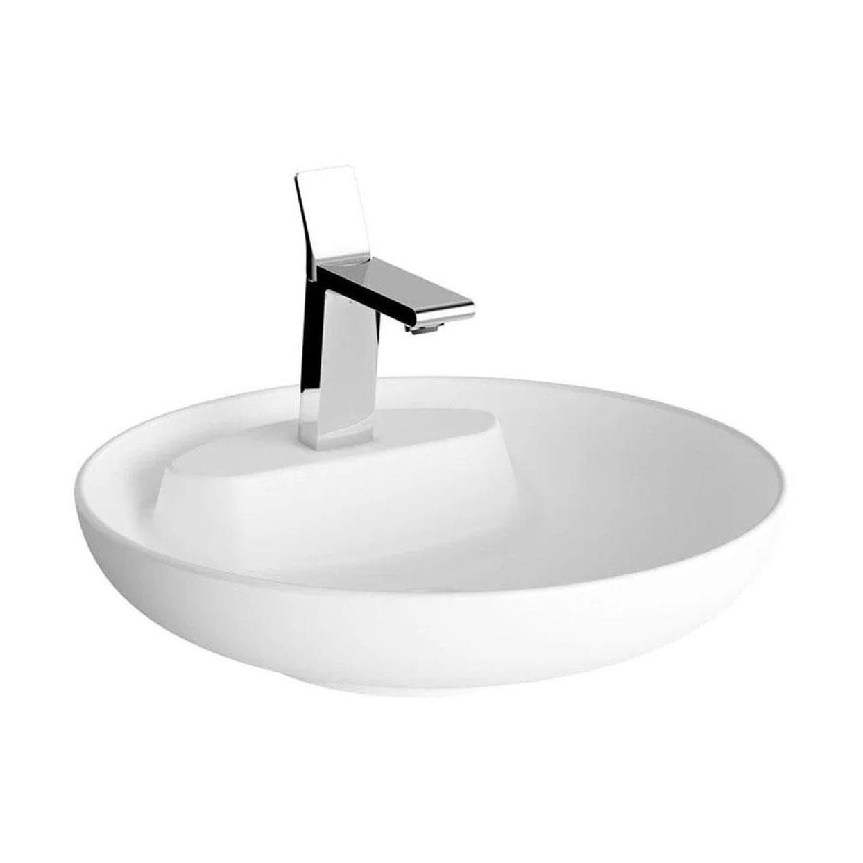 Vitra Memoria Çanak Lavabo Yuvarlak, Kompakt, 50X51 Cm Tek Armatür Delikli, Su Taşma Deliksiz, Clean, Mat Beyaz - 5880B401-0563