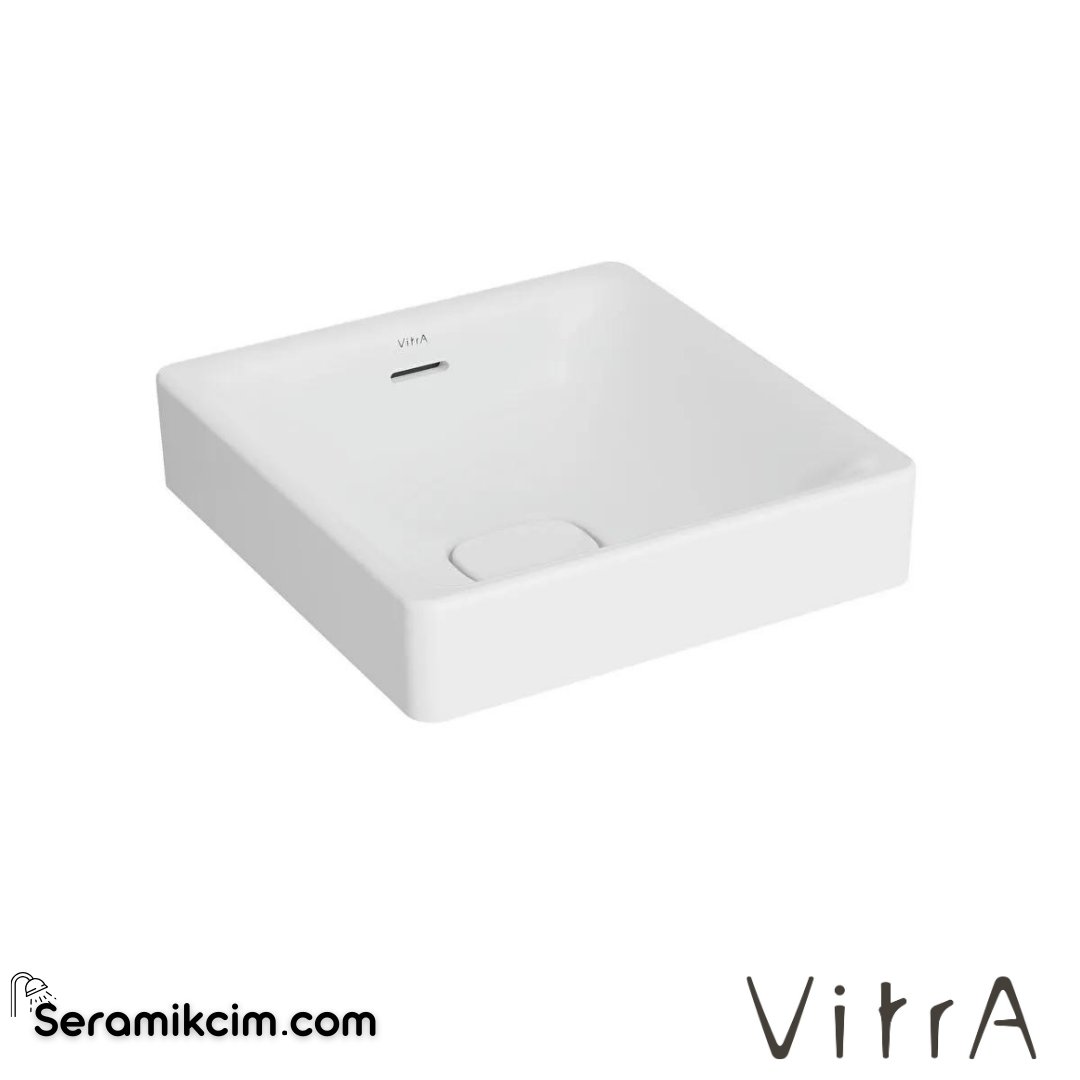 VitrA Metropole Çanak Lavabo Kare, 40x40 cm Armatür Deliksiz, Su Taşma Delikli, Mat Beyaz - 7533B001-0673