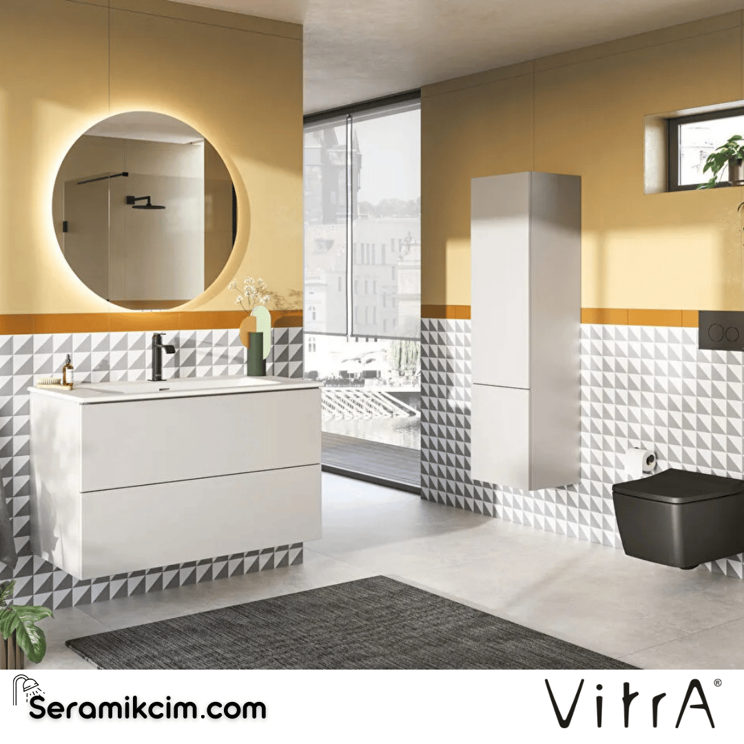 VitrA Metropole Pure Lavabo Dolabı 100 cm, iki çekmeceli standart lavabolu, mat açık gri 67210 - 67210