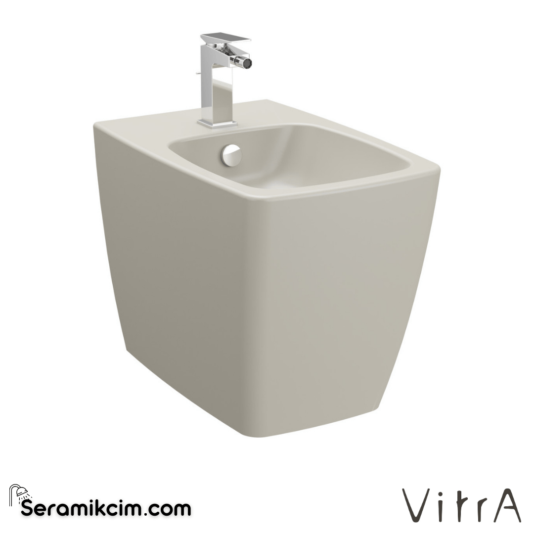 VitrA Metropole Yerden Bide Duvara Tam Dayalı, 54 cm Tek Armatür Delikli, Su Taşma Delikli, Yanlardan Deliksiz, Mat Bej - 5659B020-0288