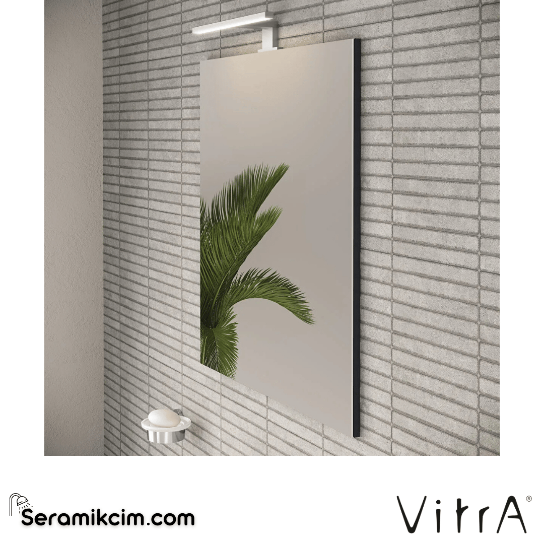 VitrA Mia Banyo Dolabı Seti 60 cm, iki çekmeceli lavabo dolabı, aydınlatmalı düz ayna, parlak antrasit 75102 - 75102