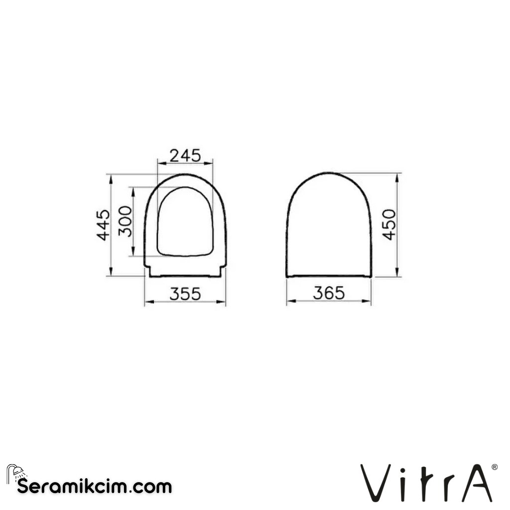 VitrA Nest Klozet Kapağı Duroplast, Üstten Sıkmalı Yavaş Kapanır, Kolay Sök-Tak, Metal Menteşeli, Beyaz 89-003R009 - 89-003R009