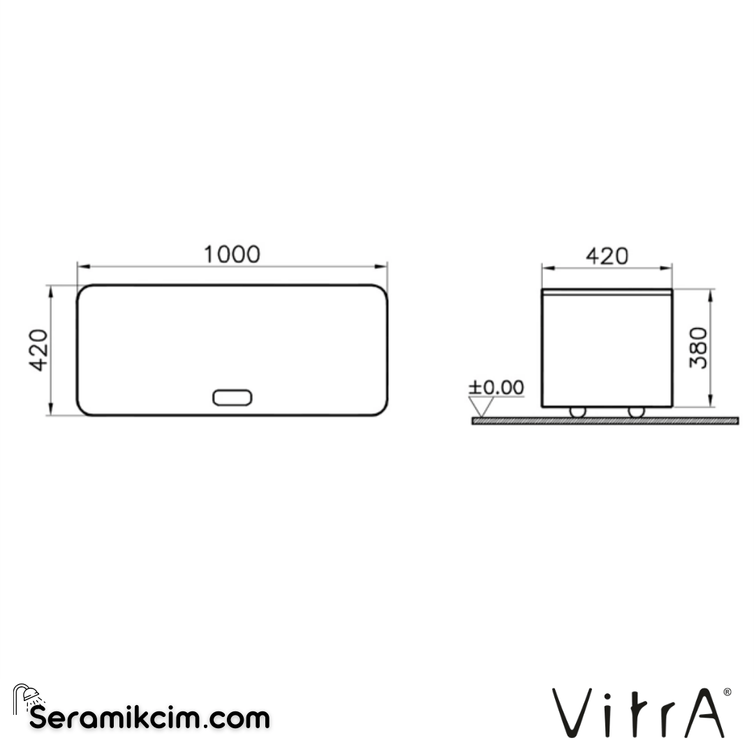 VitrA Nest Trendy Alt Ünite 100 cm, tekerlekli parlak antrasit 56183 - 56183