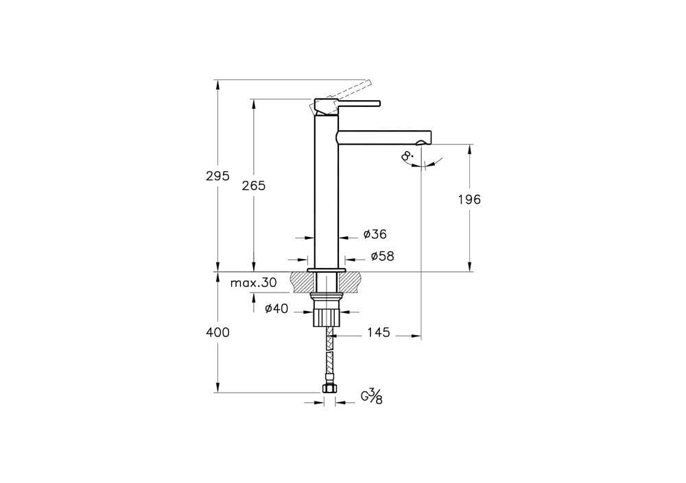Vitra Origin Lavabo Bataryası Yüksek, F.Nikel