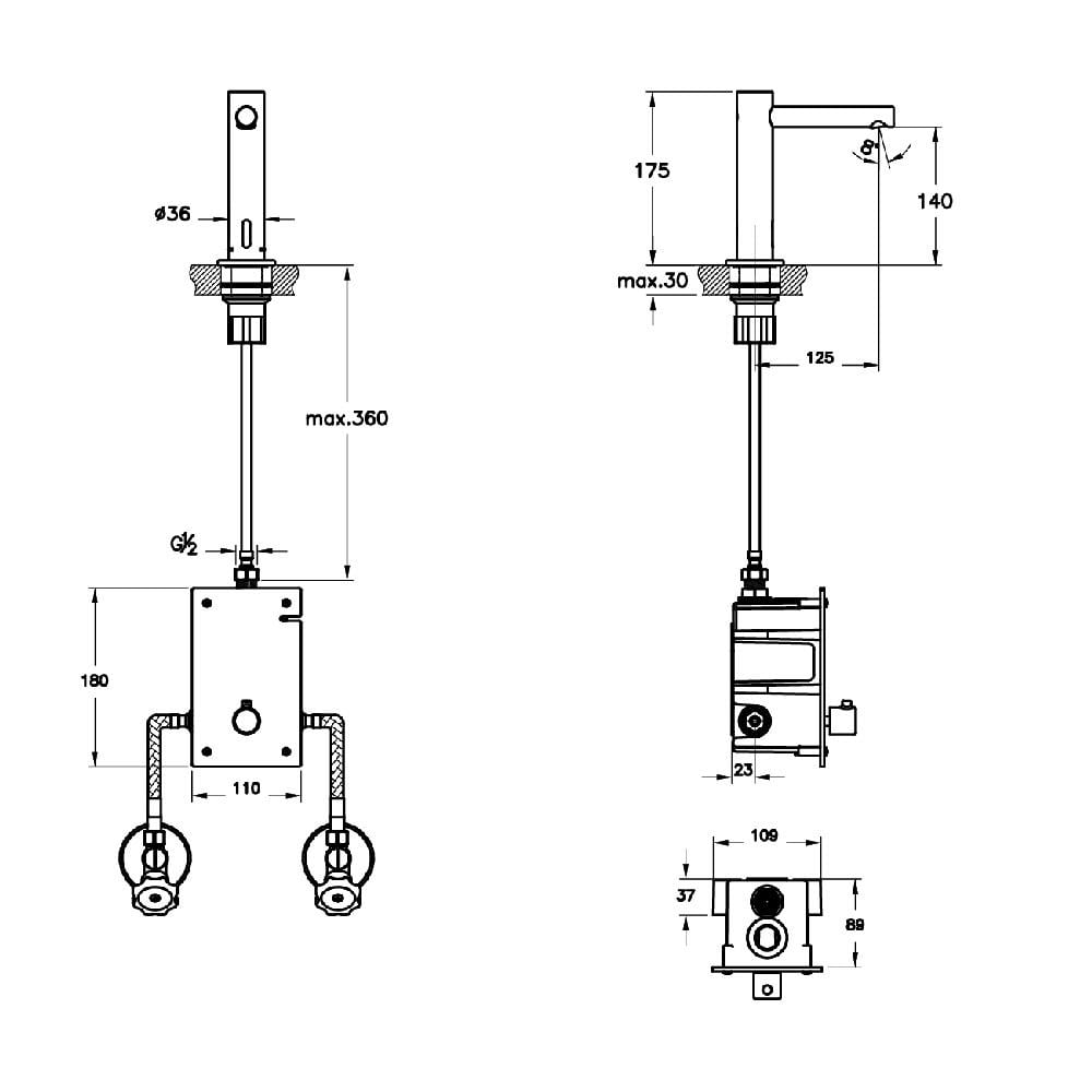 VitrA Origin Temassız Lavabo Bataryası Elektrikli Çift Su Girişli Soft Bakır A4721329 - A4721329