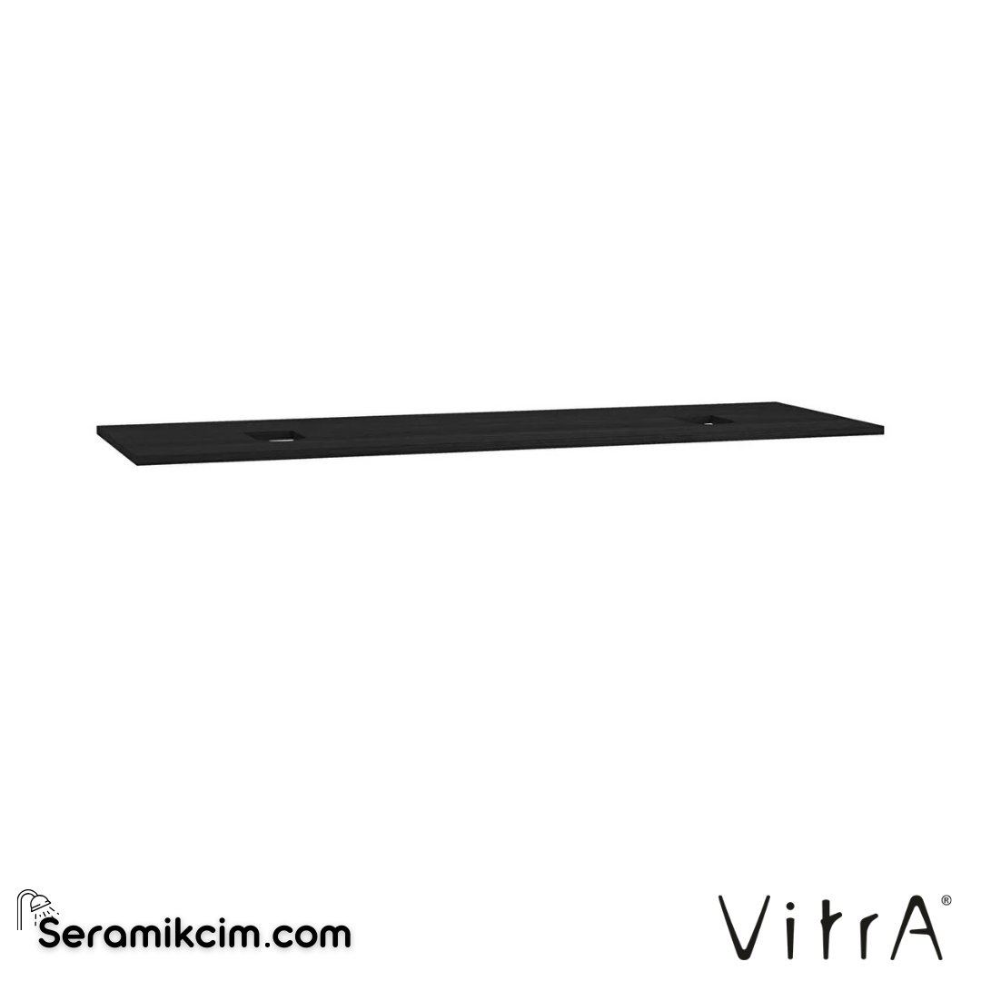 VitrA Origin Üst Tezgah 150 cm, ahşap armatür deliksiz, çift sifon delikli, hareli siyah meşe 65939 - 65939