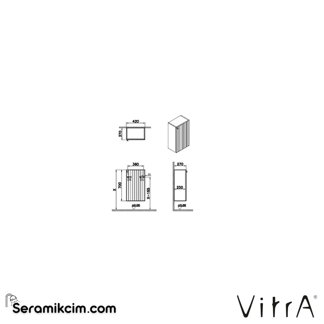 Vitra Root Groove Alt Ünite, 40 Cm, Dar, Mat Retro Yeşil, Sol - 69141