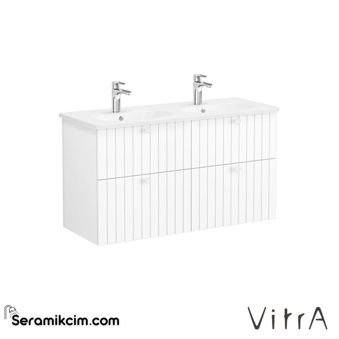 Vitra Root Groove Lavabo Dolabı, Dört Çekmeceli, 120 Cm, Mat Beyaz, Yuvarlak Lavabolu - 69520