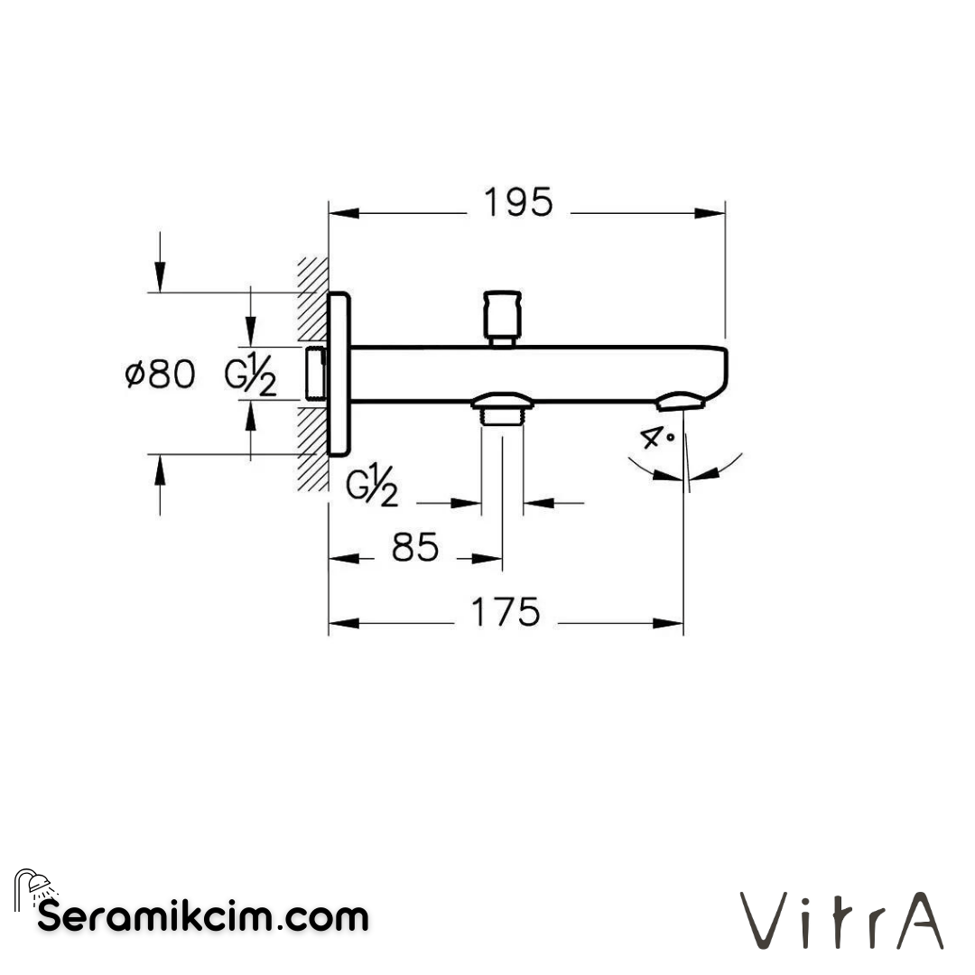 Vitra Root Round Çıkış Ucu  (El Duşu Çıkışlı), F.Nikel - A4271934