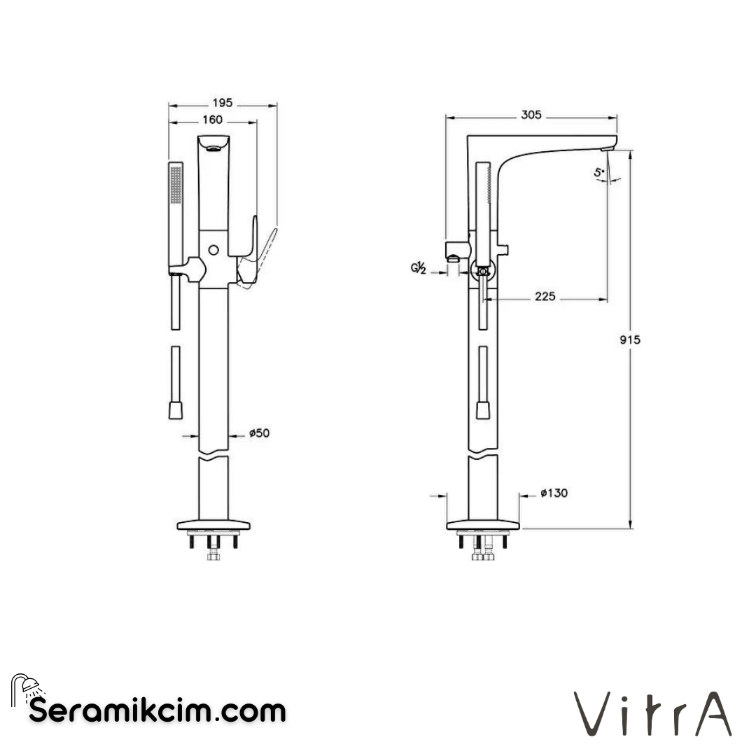 Vitra Root Round Küvet Bataryası (Yerden - El Duşlu), F.Nikel - A4274134
