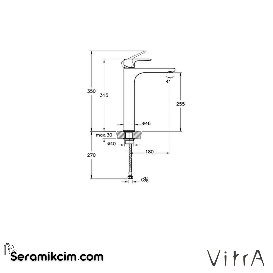 Vitra Root Round Lavabo Bataryası  (Çanak), Krom - A42707