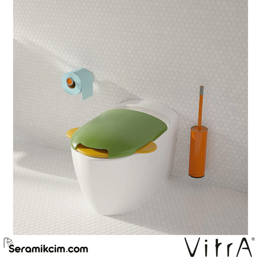VitrA Sento Kids Klozet Kapağı Duroplast, Üstten Sıkmalı Yavaş Kapanır, Metal Menteşeli, Yeşil Sarı 133-101-009 - 133-101-009