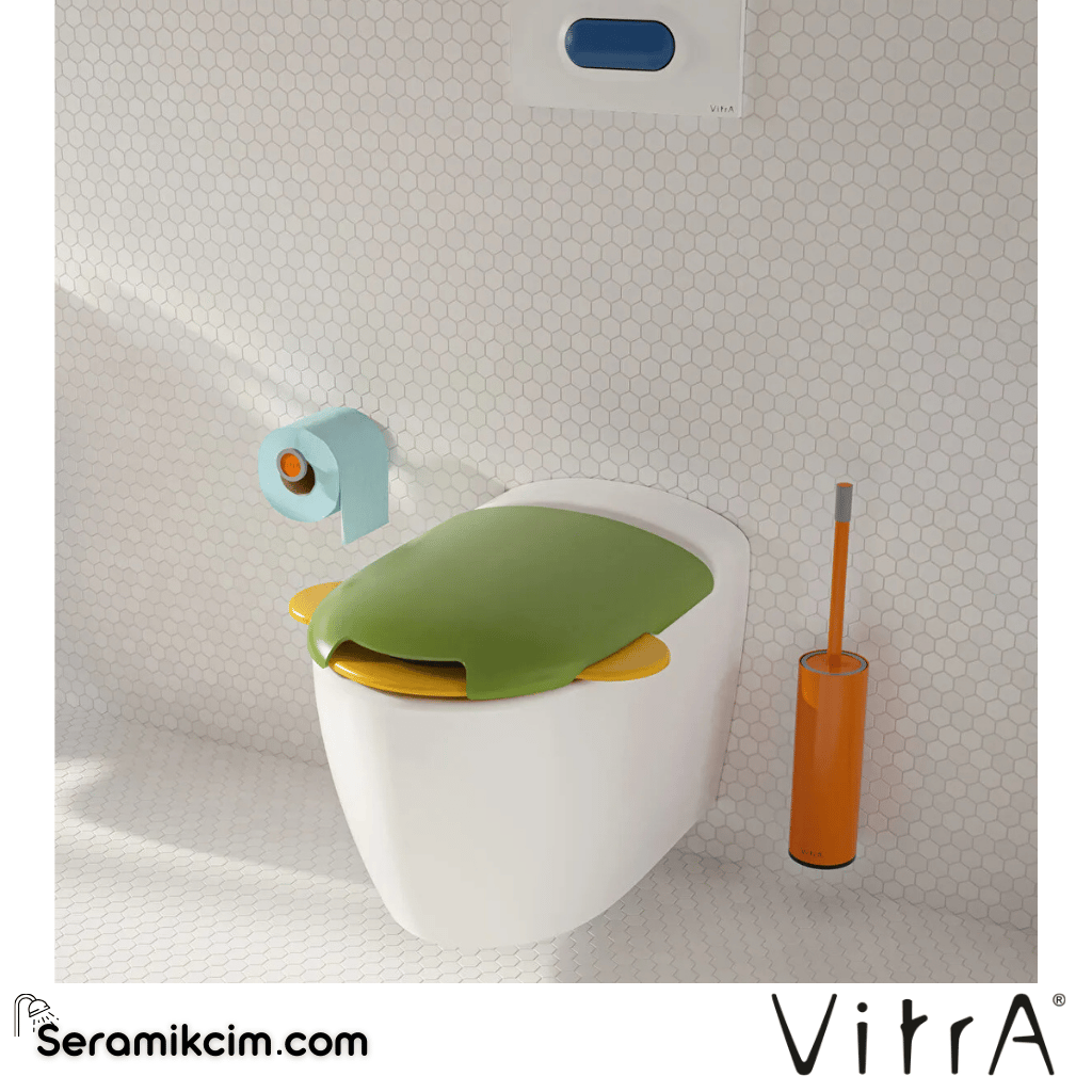 VitrA Sento Kids Klozet Kapağı Duroplast, Üstten Sıkmalı Yavaş Kapanır, Metal Menteşeli, Yeşil Sarı 133-101-009 - 133-101-009