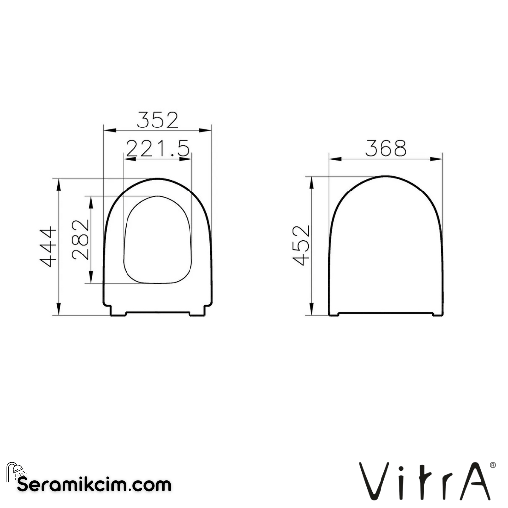 VitrA Sento Klozet Kapağı Slim, Duroplast, Üstten Sıkmalı Yavaş Kapanır, Kolay Sök-Tak, Metal Menteşeli, Beyaz 130-003R009 - 130-003R009