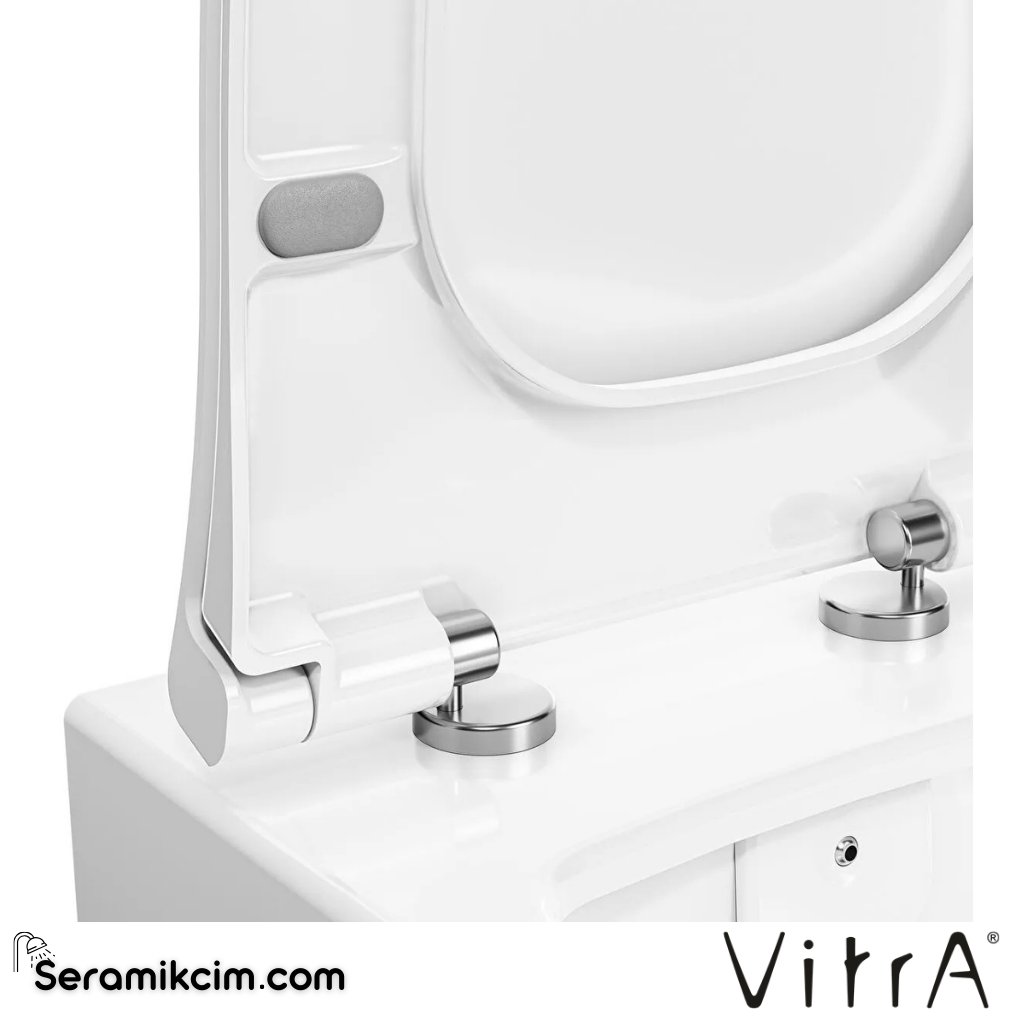 VitrA Sento Klozet Kapağı Slim, Duroplast, Üstten Sıkmalı Yavaş Kapanır, Kolay Sök-Tak, Metal Menteşeli, Beyaz 130-003R009 - 130-003R009