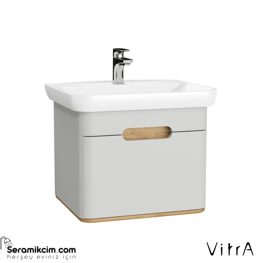 Vitra Sento Lavabo Dolabı, 65 Cm, Tek Çekmeceli, Ayaksız, Mat Açık Gri