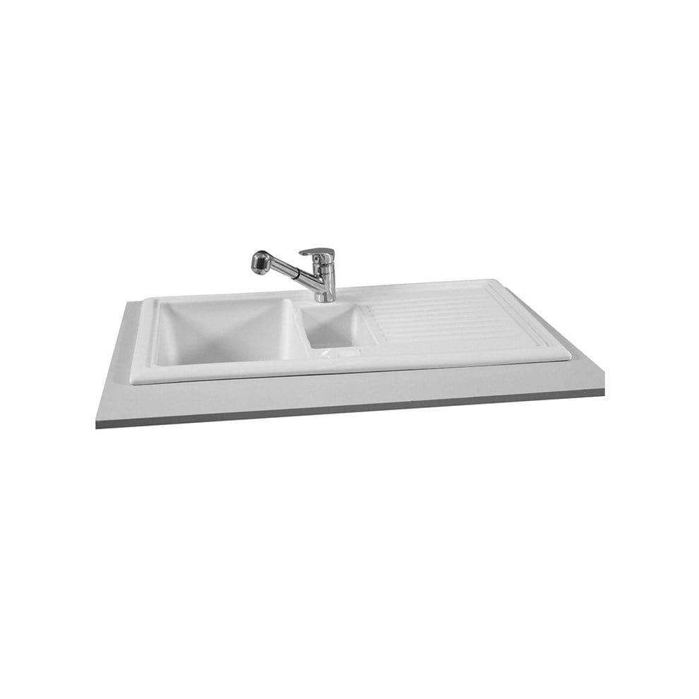 VitrA Tezgahüstü Eviye Çift Gözlü, 100x53 cm Ön ve Arka Armatür Delikleri Semi-Punch, Su Taşma Delikli, Beyaz - 4081B003-0379