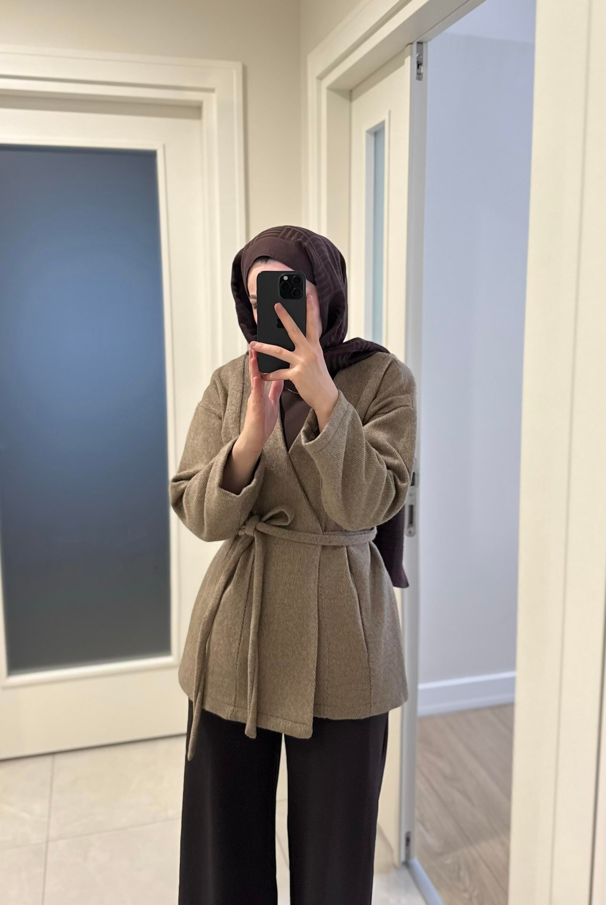 Herringbone Kaşe Ceket Kahverengi - Merve Gültekin