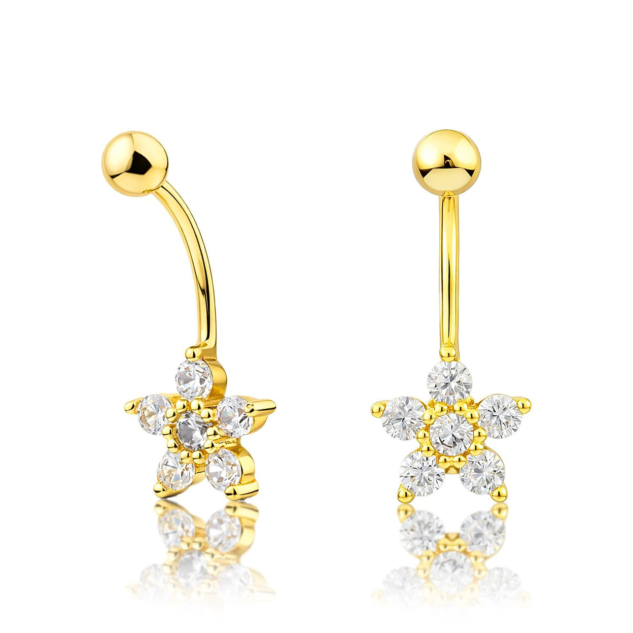 14 Ayar çicek model göbek piercing