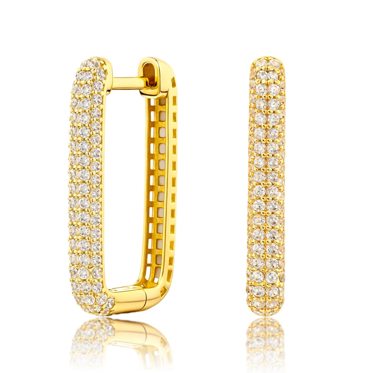 14 Ayar diktörtgen taşlı küpe
