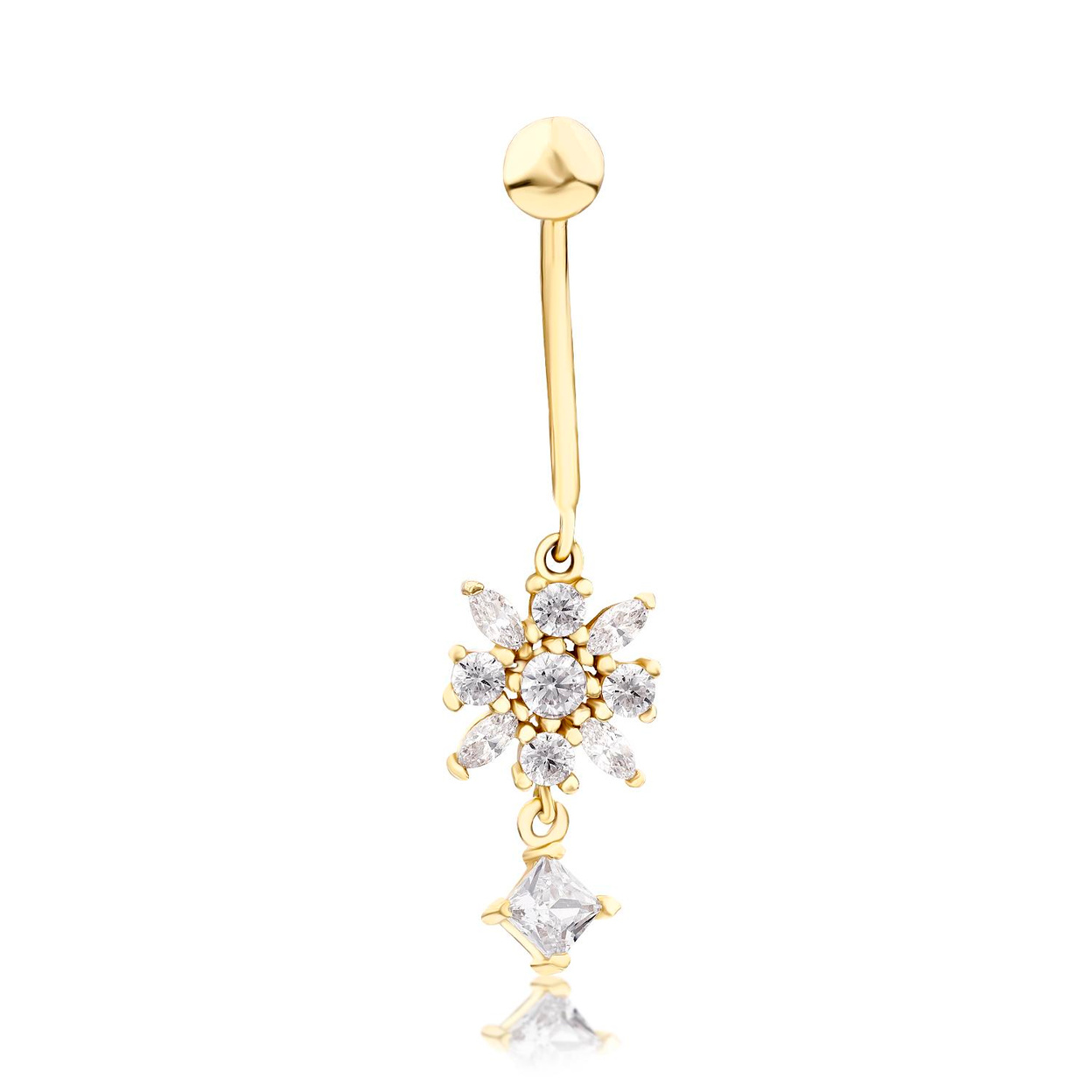 14 Ayar salantılı çiçek göbek piercing