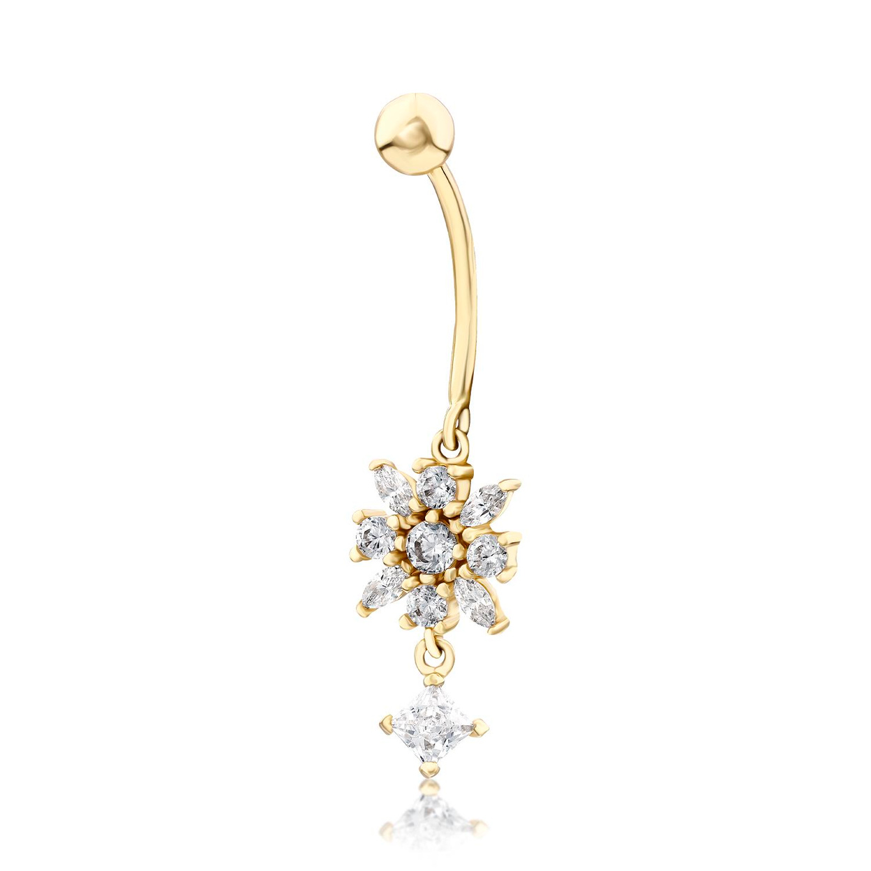 14 Ayar salantılı çiçek göbek piercing