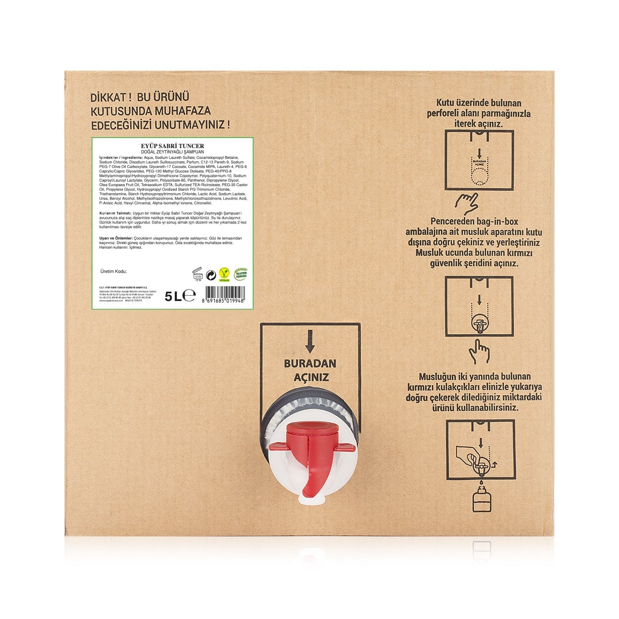 Doğal Zeytinyağlı Şampuan 5 lt - Bag in Box