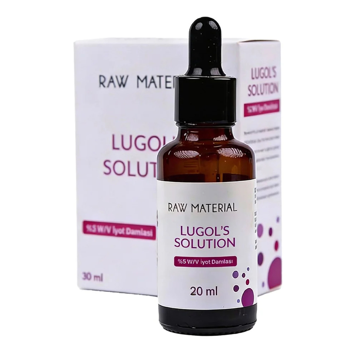 Raw Material Lugol's Solution İyot %5 Damla 20 ml | %5 İyot & %10 Potasyum İyodür |