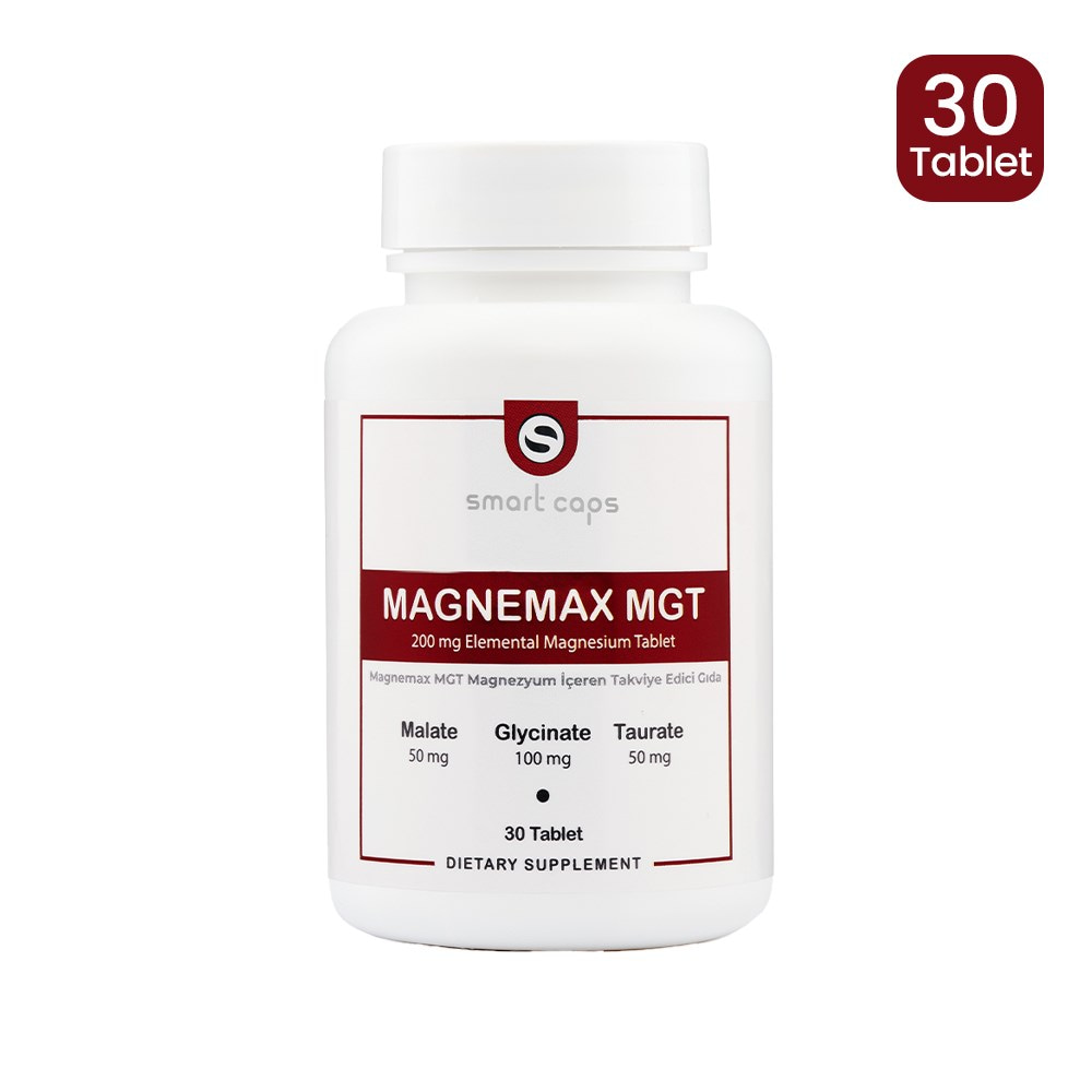 Smart Caps Magnemax MGT Magnezyum Complex 30 Tablet (Malat, Taurat, Bisglisinat)