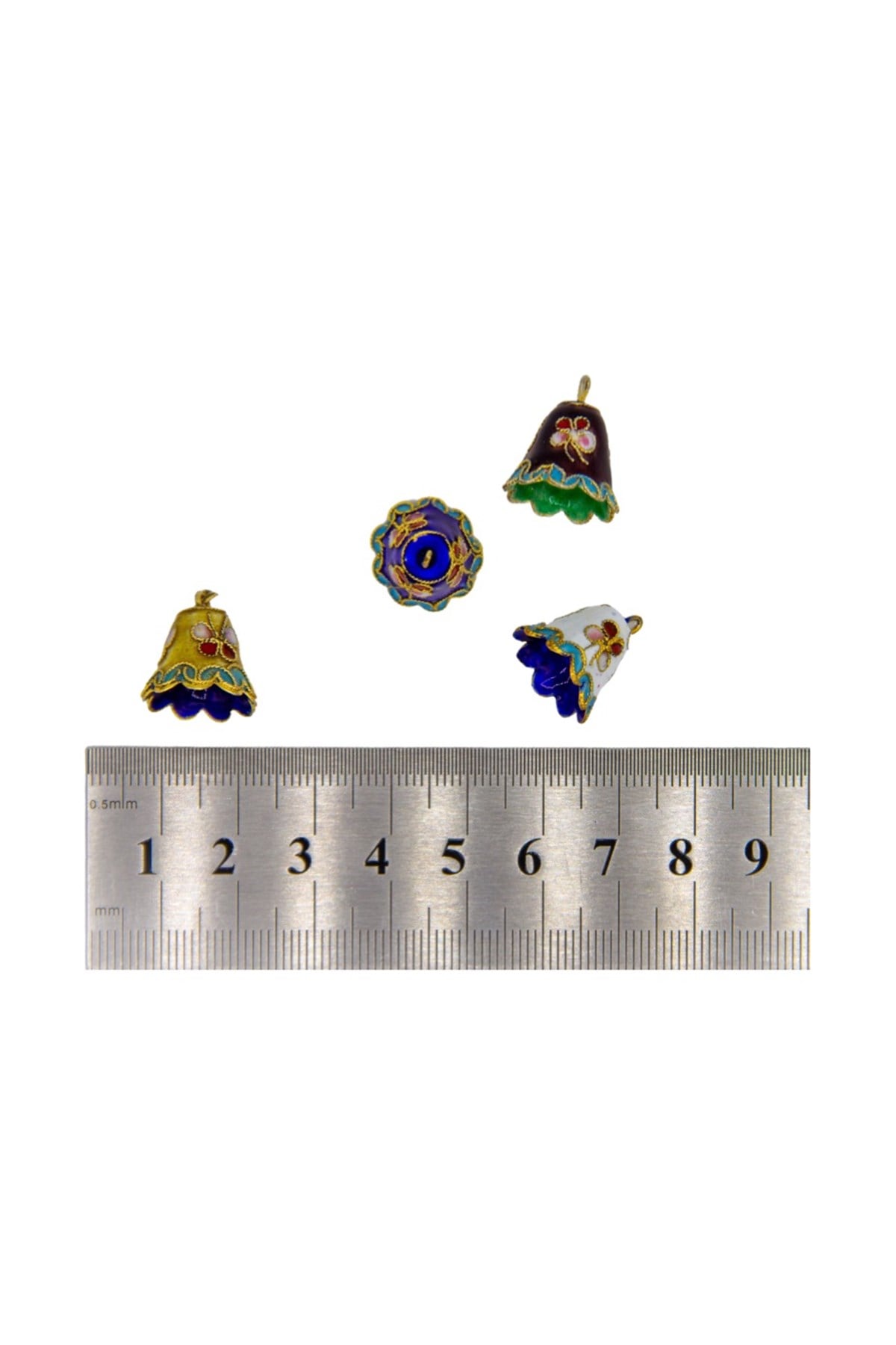 Altın Kaplama Cam Mineli Boncuk 13x15 mm